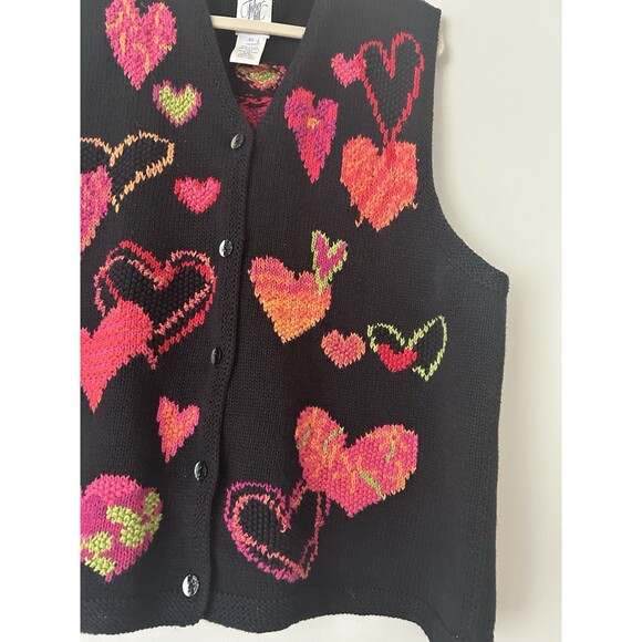 Rare Vintage Fisher Hill Funky Heart Embroidered Knit Sweater Vest Size XL - Picture 4 of 9
